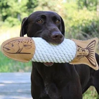 Tall Tails - Leather Trout Rope Tug Dog Toy – Textured & Crunchy for Interactive Play