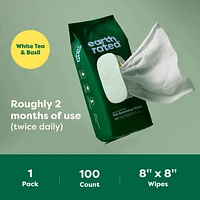 Earth Rated - Textured Pet Grooming Wipes - Hypoallergenic & Dermatologist Tested - White Tea & Basil