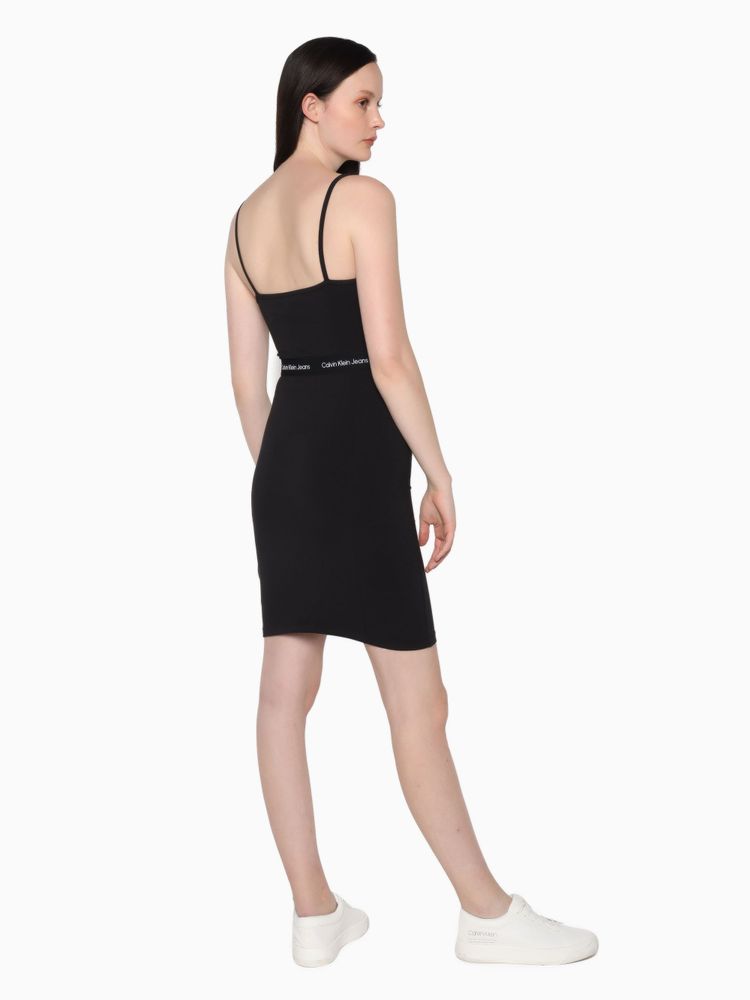 Vestido Calvin Klein Mini Tirantes Carrusel Mujer Negro