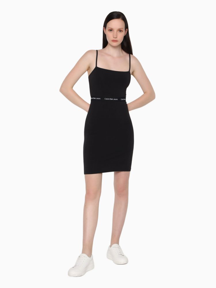 Vestido Calvin Klein Mini Tirantes Carrusel Mujer Negro