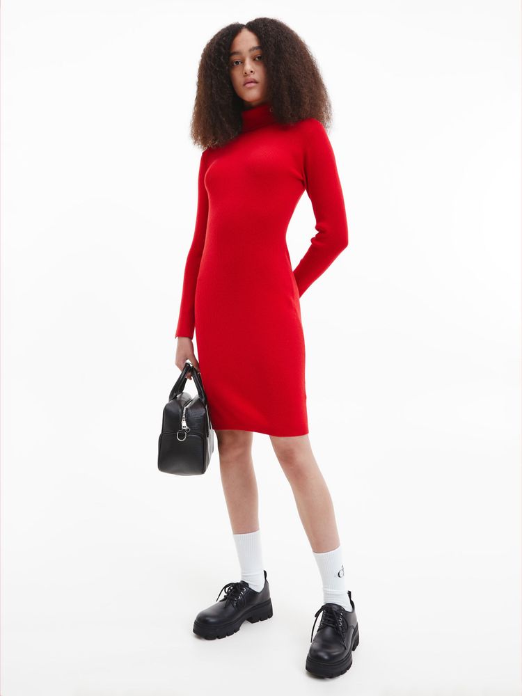 Calvin Vestido Calvin Klein Largo Cuello Alto Mujer Rojo | Paseo Interlomas