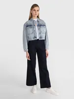 Chamarra Calvin Klein Denim Cropped Mujer Azul