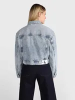 Chamarra Calvin Klein Denim Cropped Mujer Azul