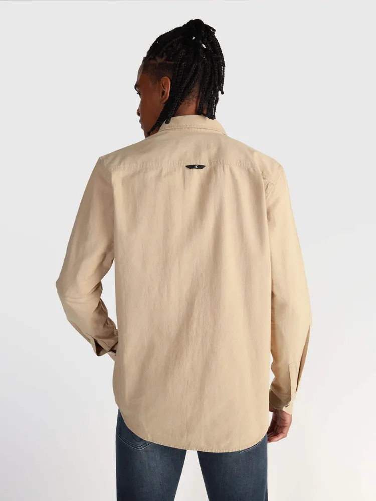 Camisa Calvin Klein Hombre Beige