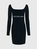Vestido Calvin Klein Corto con Carrusel Mujer Negro