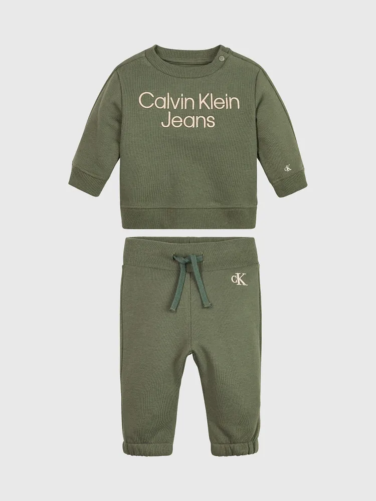 Set Calvin Klein de Sudadera con Pants Bebé Verde