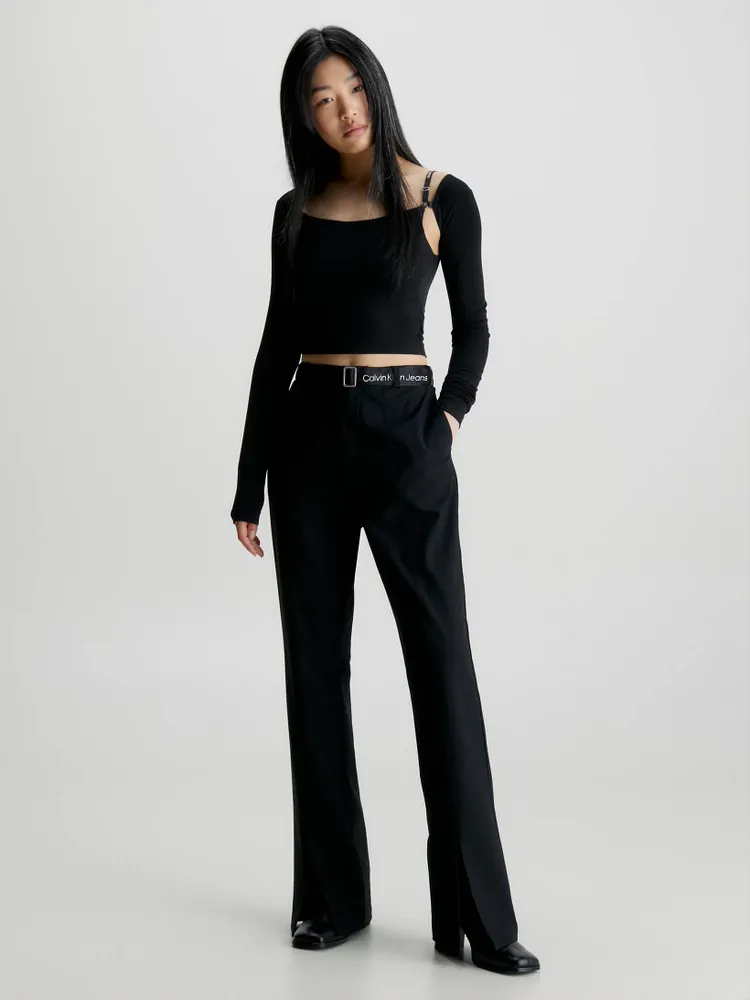 Pantalones Calvin Klein con Cinturón Mujer Negro