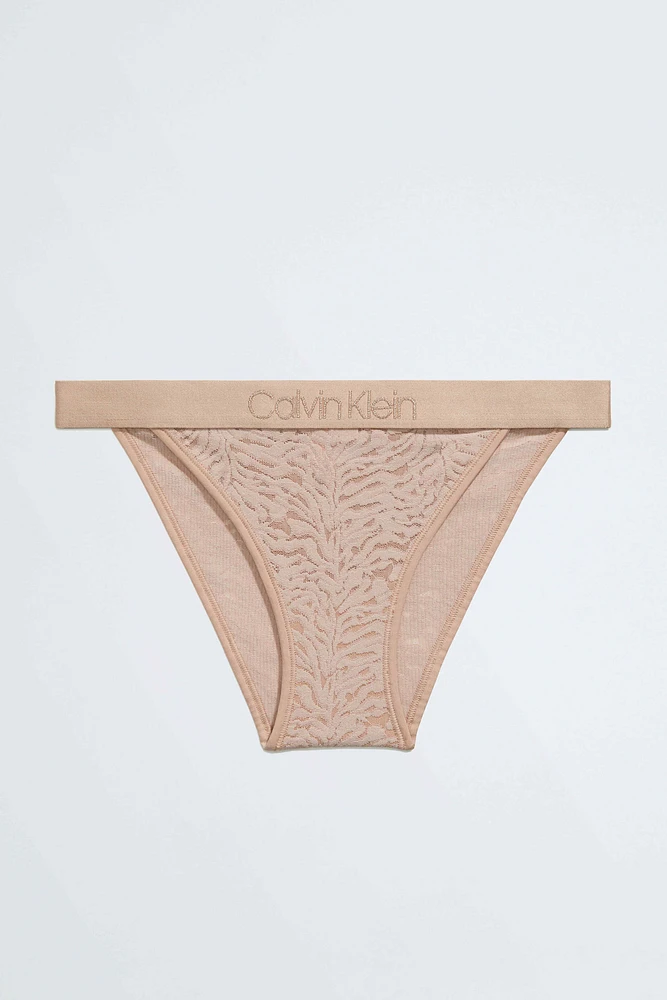 Tanga Calvin Klein High Rise Mujer Beige