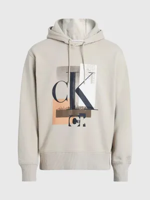 Sudadera Calvin Klein Hombre Estampado Beige