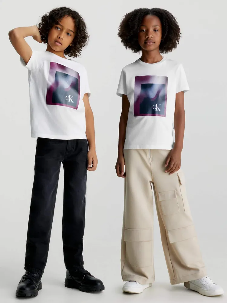 Playera Calvin Klein Estampado Niños Blanco