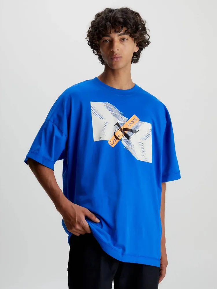 Playera Calvin Klein Oversized Hombre Azul