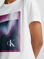 Playera Calvin Klein Estampado Niños Blanco