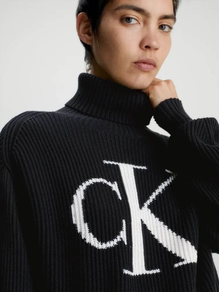 Suéter Calvin Klein Monograma Mujer Negro