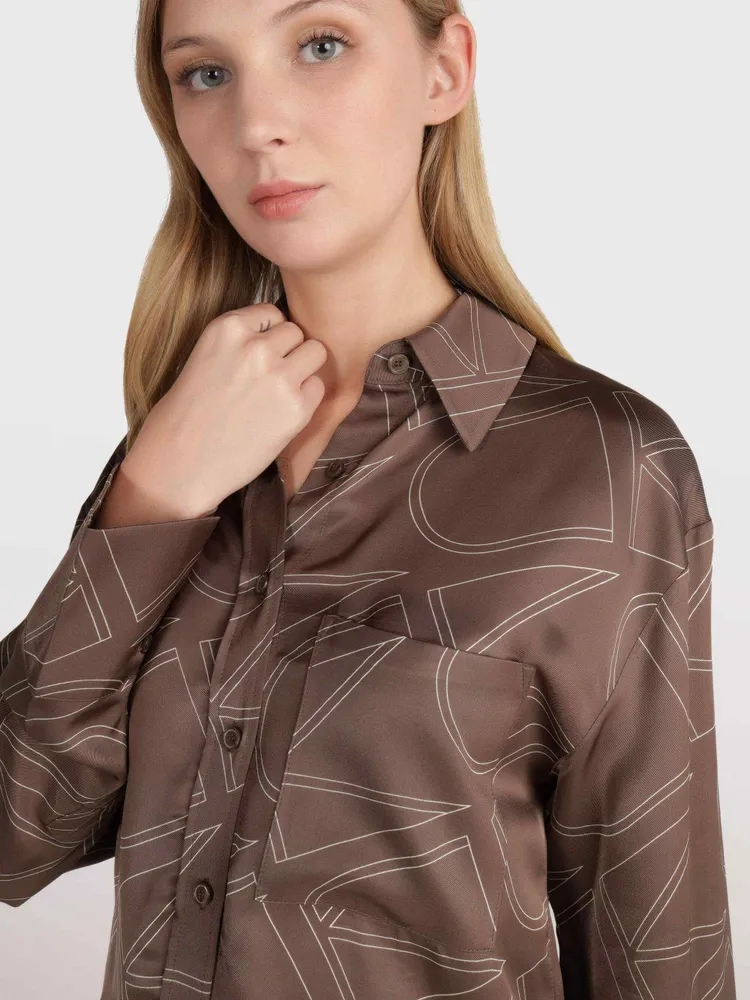 Camisa Calvin Klein Mujer Café