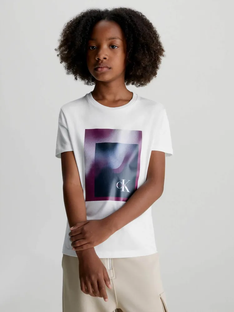 Playera Calvin Klein Estampado Niños Blanco