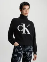 Suéter Calvin Klein Monograma Mujer Negro
