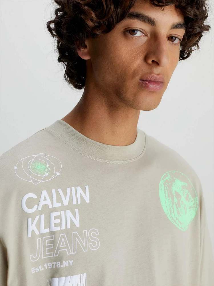 Playera Calvin Klein Oversized Hombre Beige