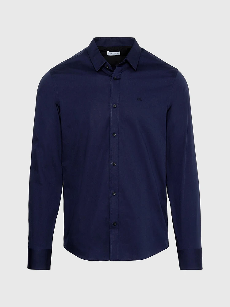 Camisa Calvin Klein Slim Stretch Hombre Azul