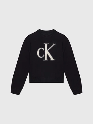 Suéter Calvin Klein con Monograma Niña Negro