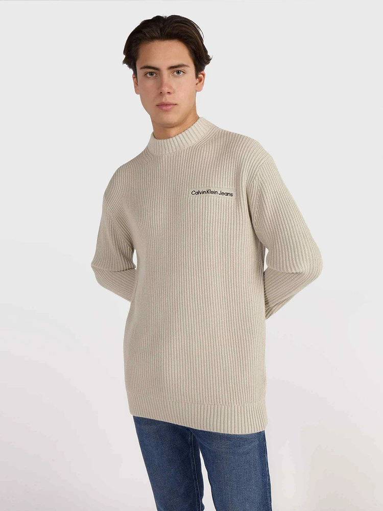 Suéter Calvin Klein Acanalado Hombre Beige