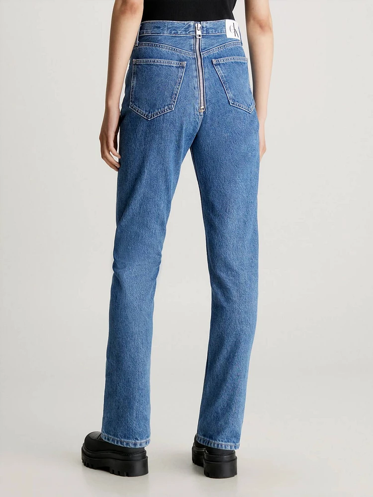 Jeans Calvin Klein Slim Straight Mujer Azul