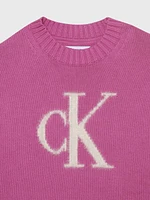 Suéter Calvin Klein con Monograma Niña Rosa