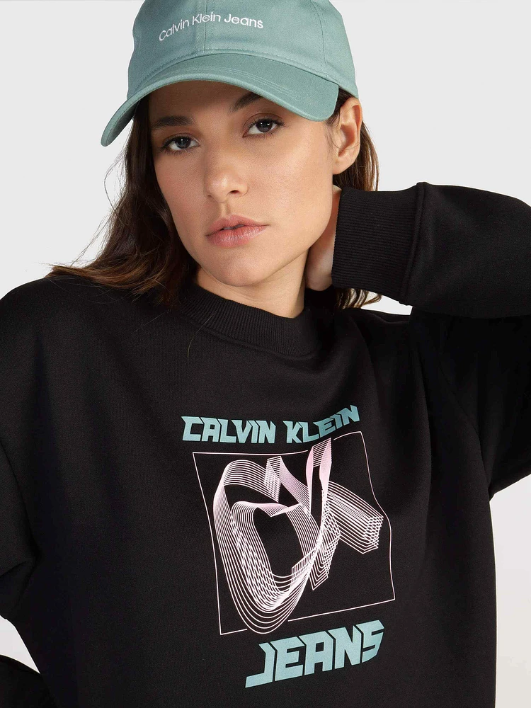 Sudadera Calvin Klein con Monograma Mujer Negro