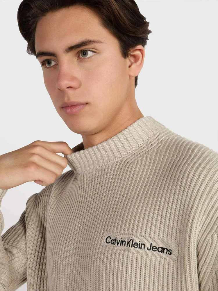 Suéter Calvin Klein Acanalado Hombre Beige