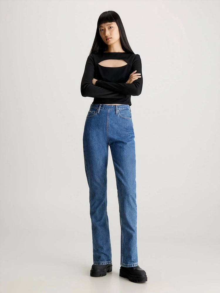 Jeans Calvin Klein Slim Straight Mujer Azul