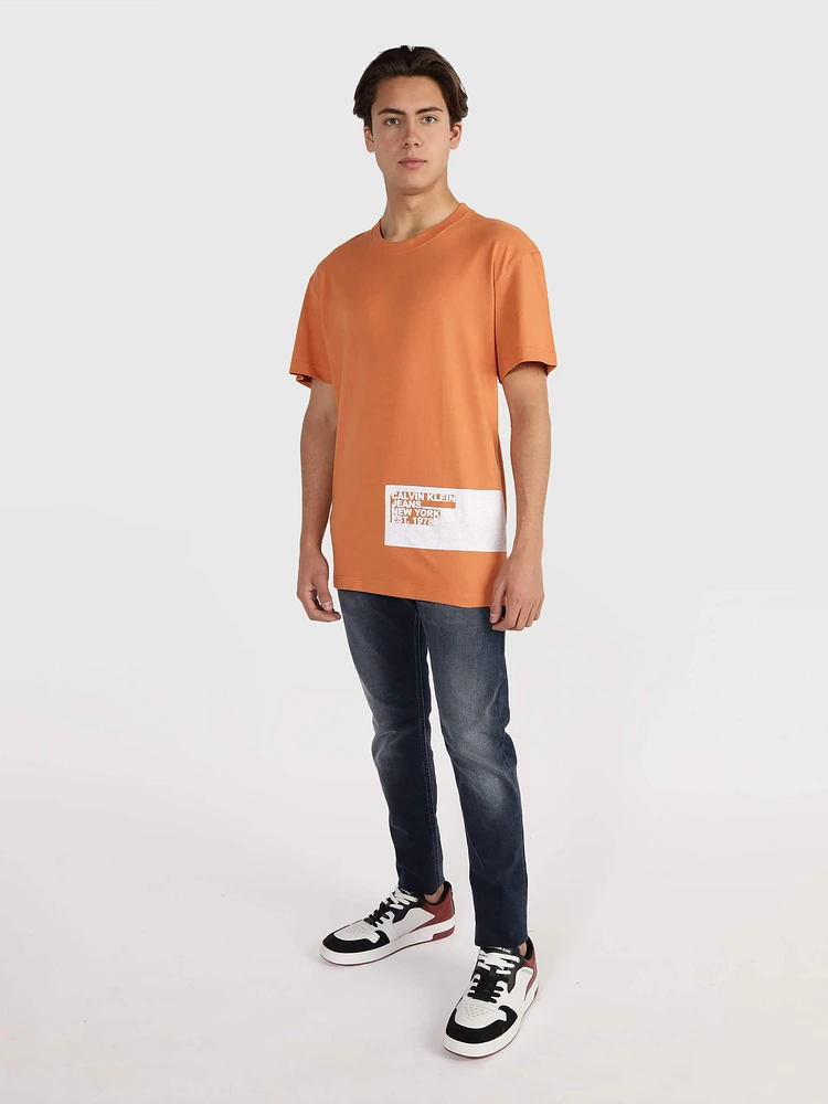 Playera Calvin Klein con Logo Hombre Naranja