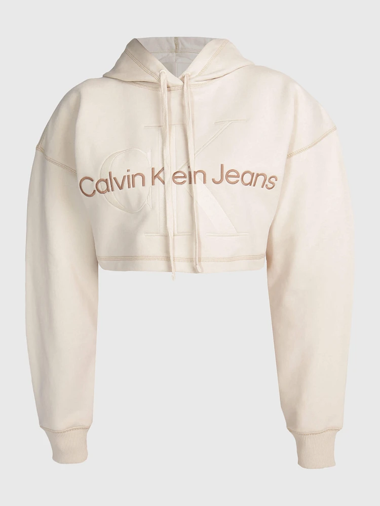 Sudadera Calvin Klein con Monograma Mujer Beige