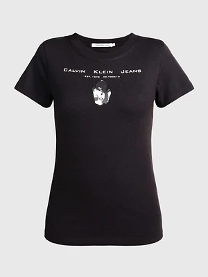 Playera Calvin Klein con Logo Mujer Negro