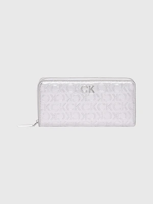 Cartera Calvin Klein con Monograma Mujer Plateado - Talla: Única