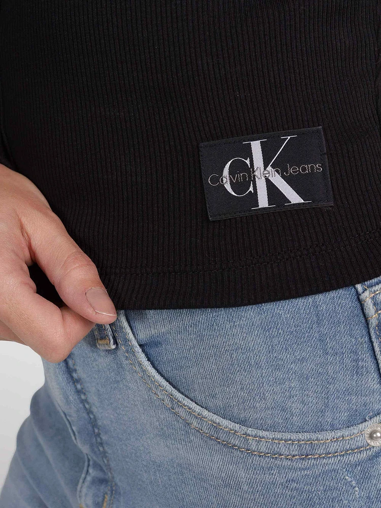 Playera Calvin Klein con Monograma Mujer Negro