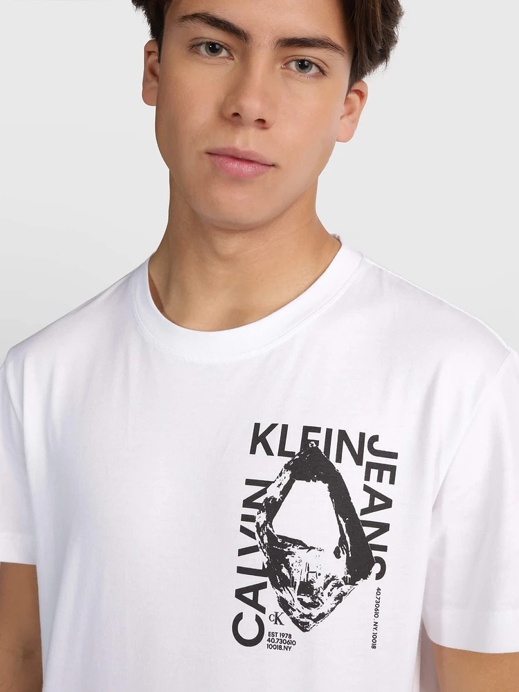 Playera Calvin Klein Estampado Hombre Blanco