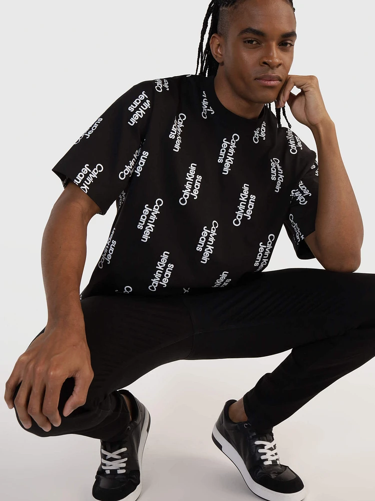 Playera Calvin Klein Estampada Hombre Negro