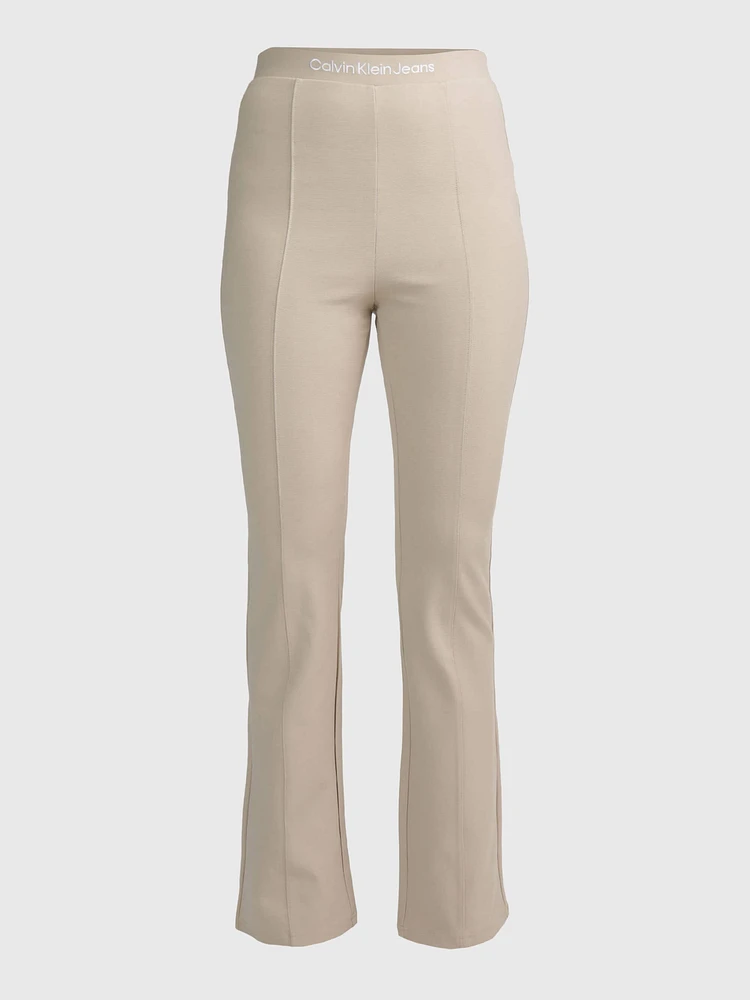 Pantalón Calvin Klein con Logo Mujer Beige