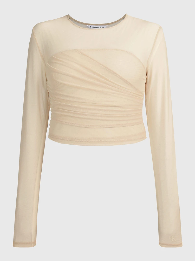 Top Calvin Klein Mesh Mujer Beige