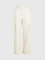 Pantalón Calvin Klein Cargo Straight Fit Mujer Beige