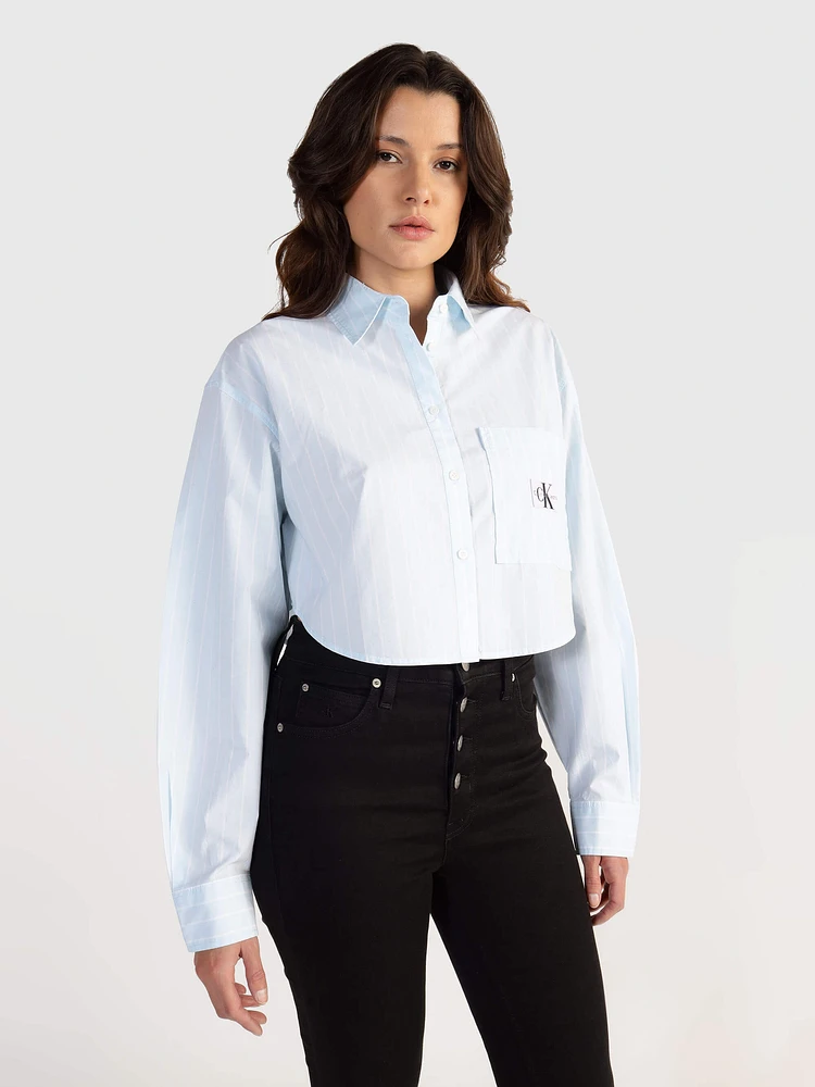 Camisa Calvin Klein con Monograma Mujer Azul