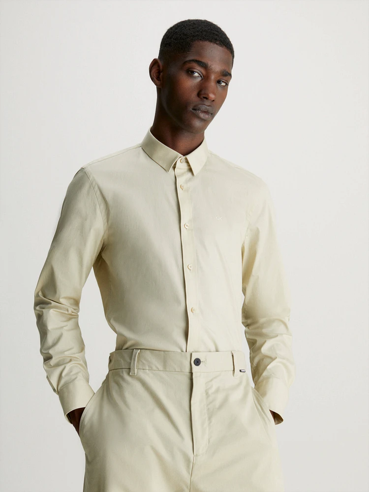 Camisa Calvin Klein Slim Fit Hombre Beige