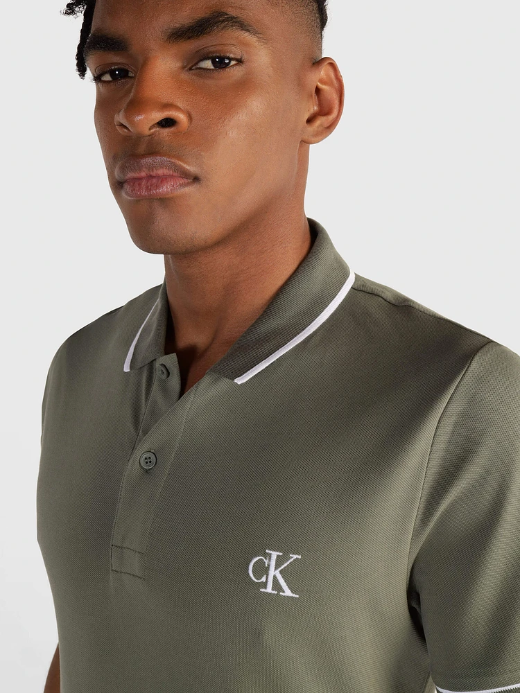 Polo Calvin Klein con Monograma Hombre Verde Olivo