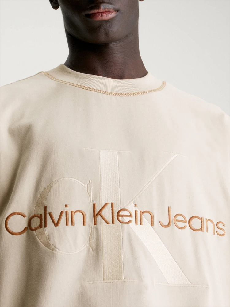 Playera Calvin Klein Relaxed Monologo Hombre Beige