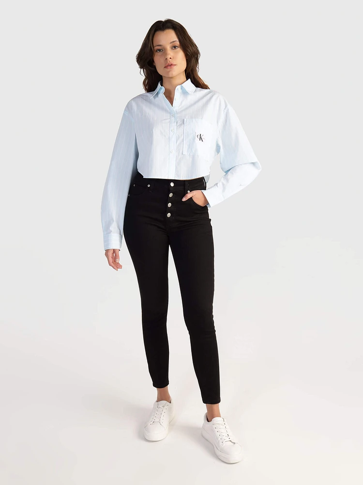 Camisa Calvin Klein con Monograma Mujer Azul