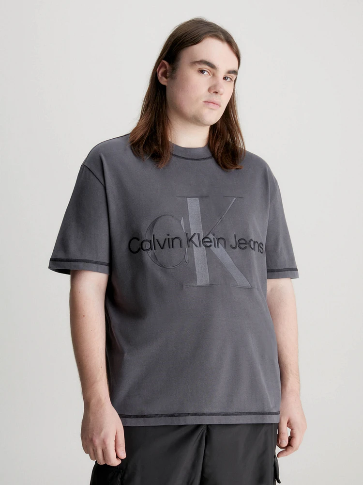 Playera Calvin Klein Relaxed Monologo Hombre Gris