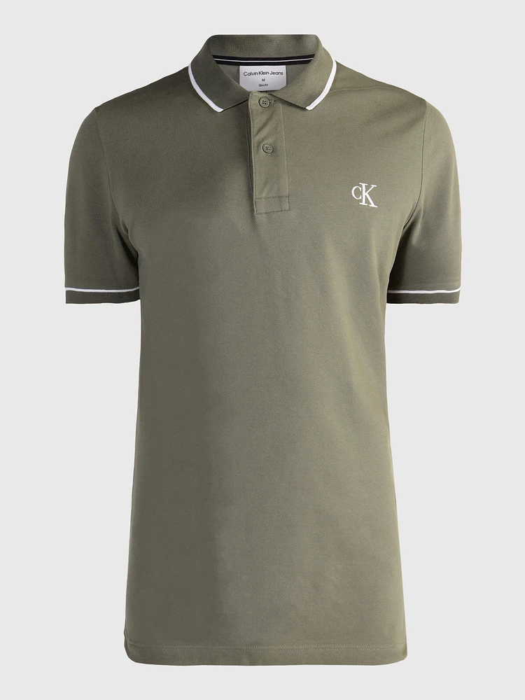 Polo Calvin Klein con Monograma Hombre Verde Olivo