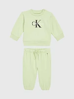 Set Calvin Klein Sudadera con Pants Bebé Verde