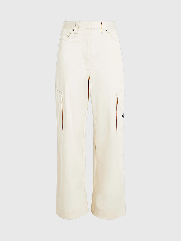 Pantalón Calvin Klein Cargo Straight Fit Mujer Beige