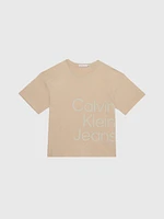 Playera Calvin Klein Logo Niña Beige