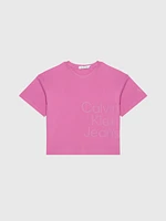 Playera Calvin Klein Logo Niña Rosa